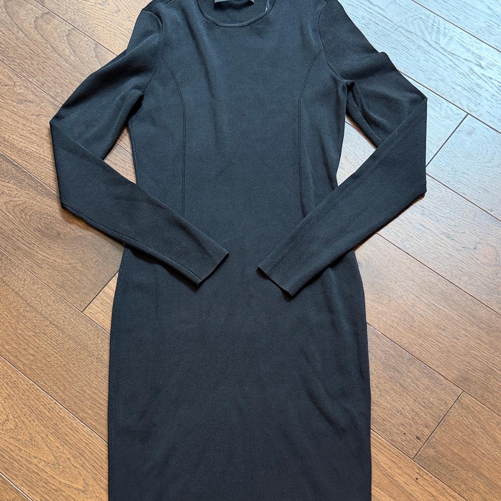 KARL LAGERFELD Women's Black Long Sleeves Bodycon Dress Medium C5-073 - Picture 4 of 6